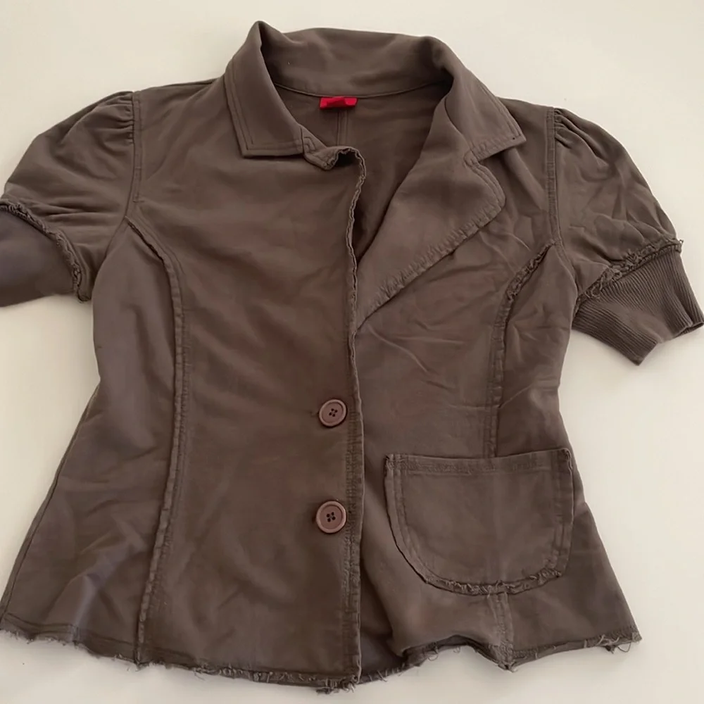 Mossimo Shacket- dark Taupe-Brown Short sleeves Half button Front pocket- Latge - Picture 3 of 10